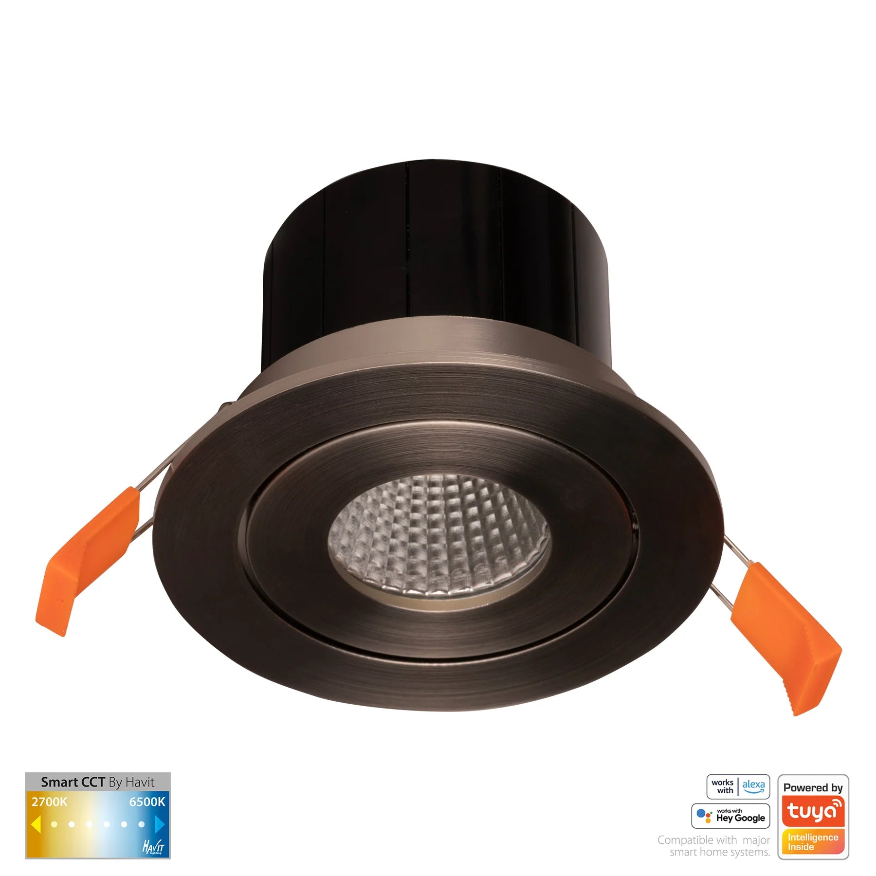 Havit Prime Tilt CCT WIFI LED Downlights 2700K-6500K Nickel 12W 240V IP54- HV5512CCT-NK