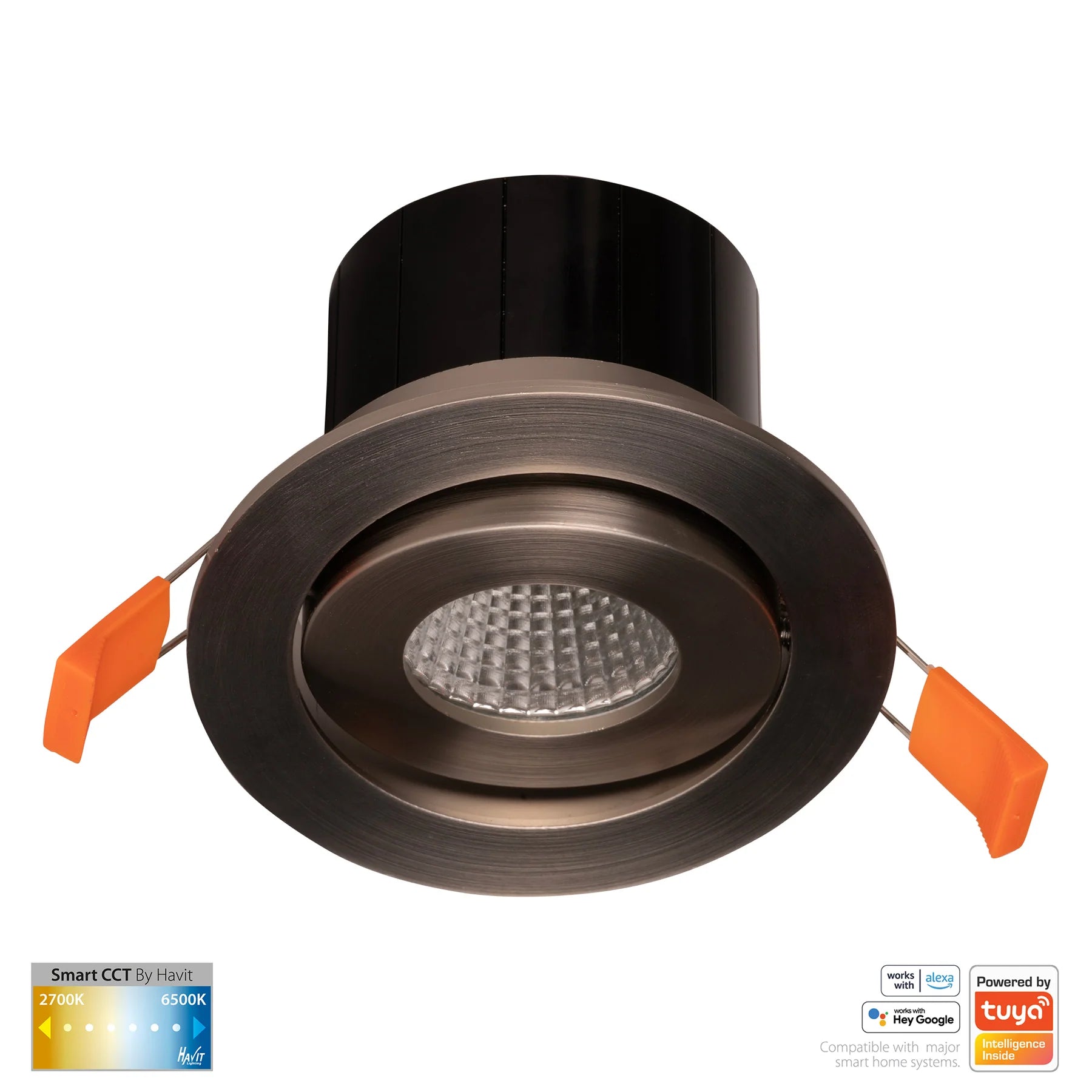 Havit Prime Tilt CCT WIFI LED Downlights 2700K-6500K Nickel 12W 240V IP54- HV5512CCT-NK