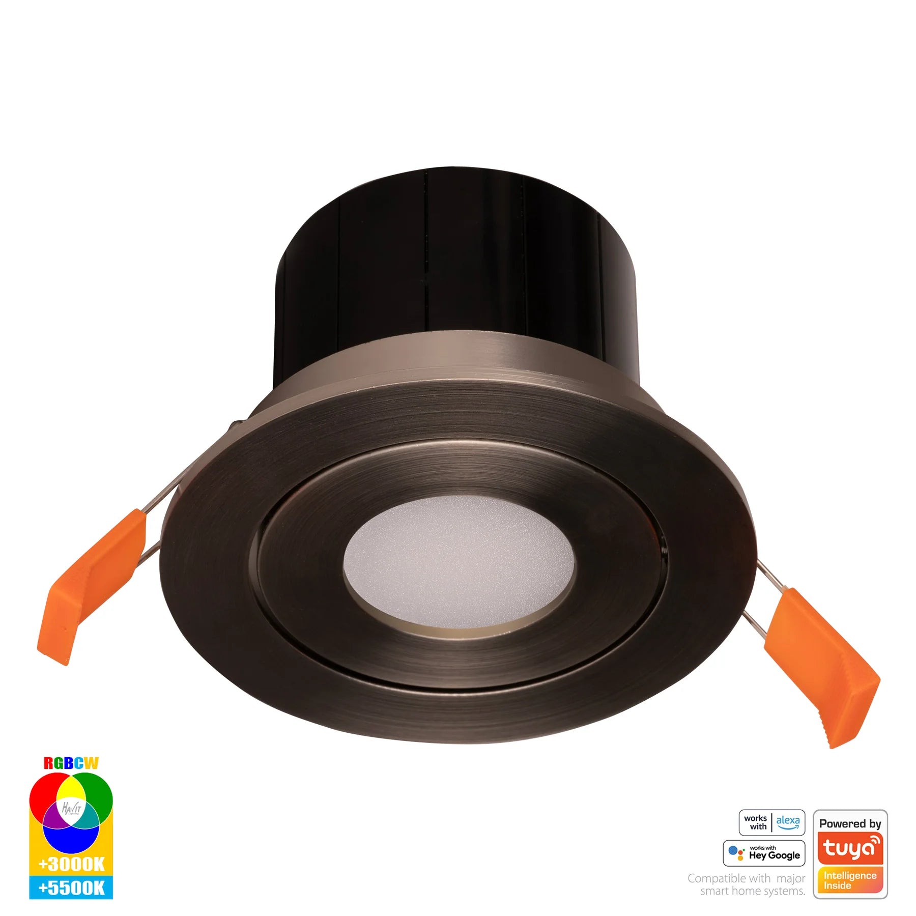 Havit Prime Tilt WIFI LED Downlights RGBCW Nickel 12W 240V IP54- HV5512RGBCW-NK
