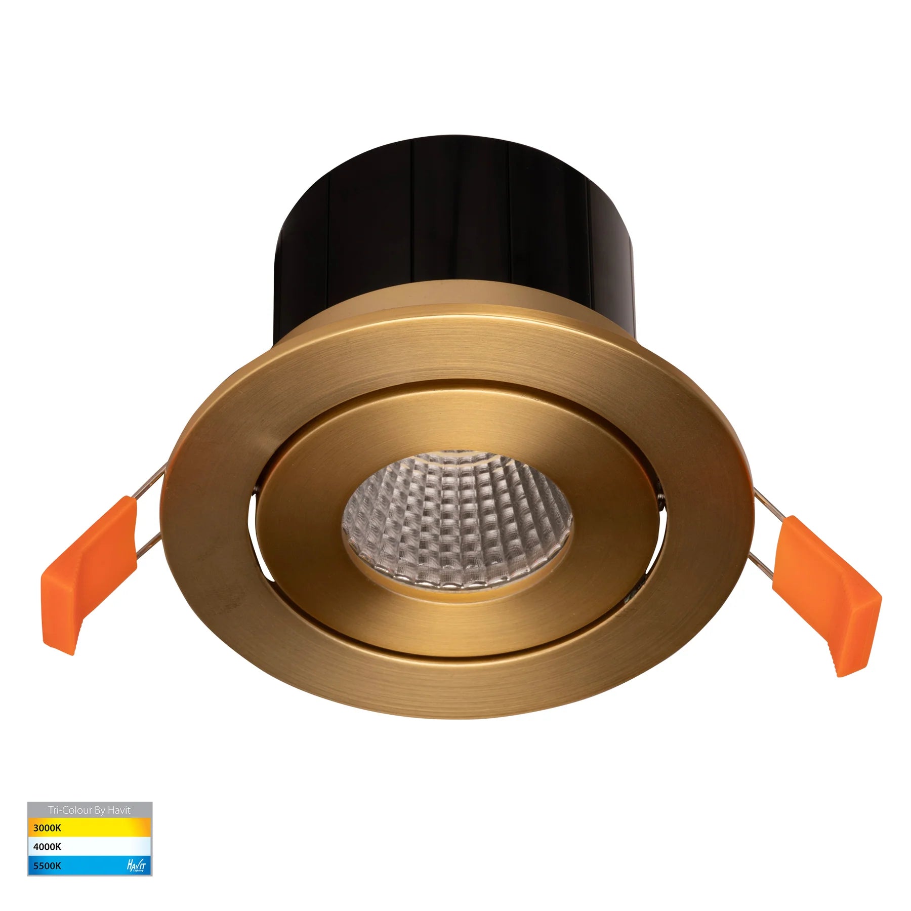 Havit Prime Tilt LED Downlights Tri- Brass 12W 240V IP54- HV5512T-BR