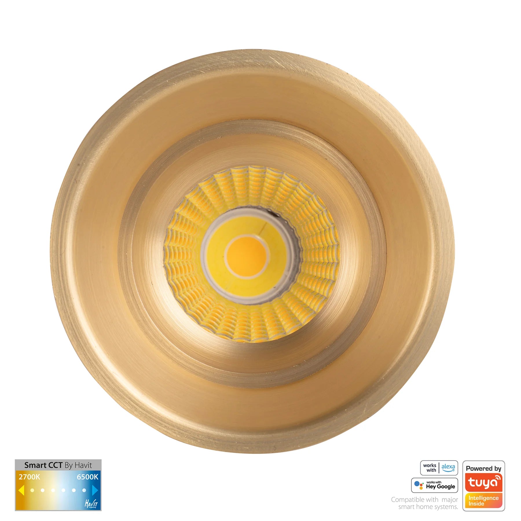 Havit Prime Fixed Deep CCT WIFI LED Downlights 2700K-6500K Brass 12W 240V IP54- HV5513CCT-BR