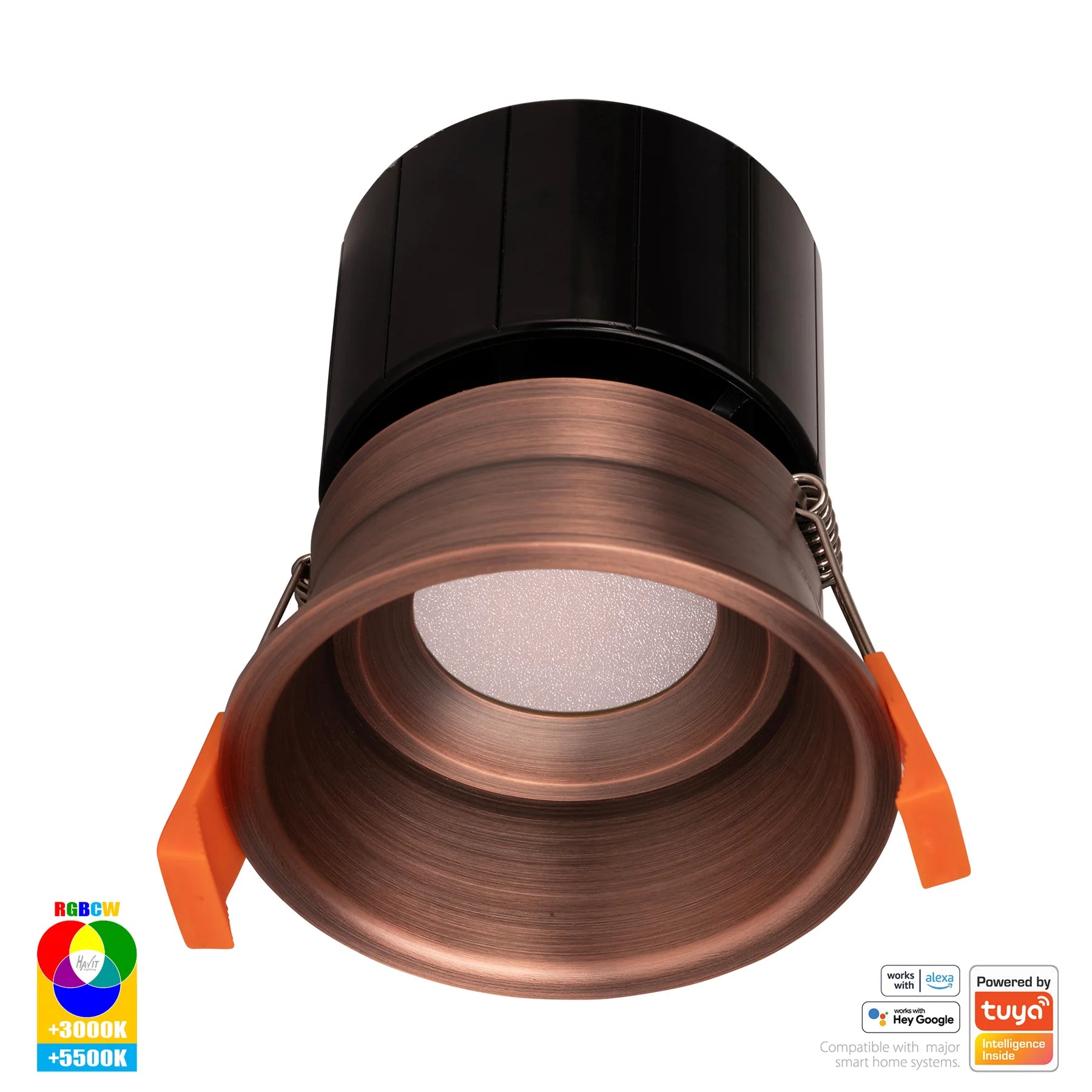 Havit Prime Fixed Deep WIFI LED Downlights RGBCW Antique Brass 12W 240V IP54 - HV5513RGBCW-AB