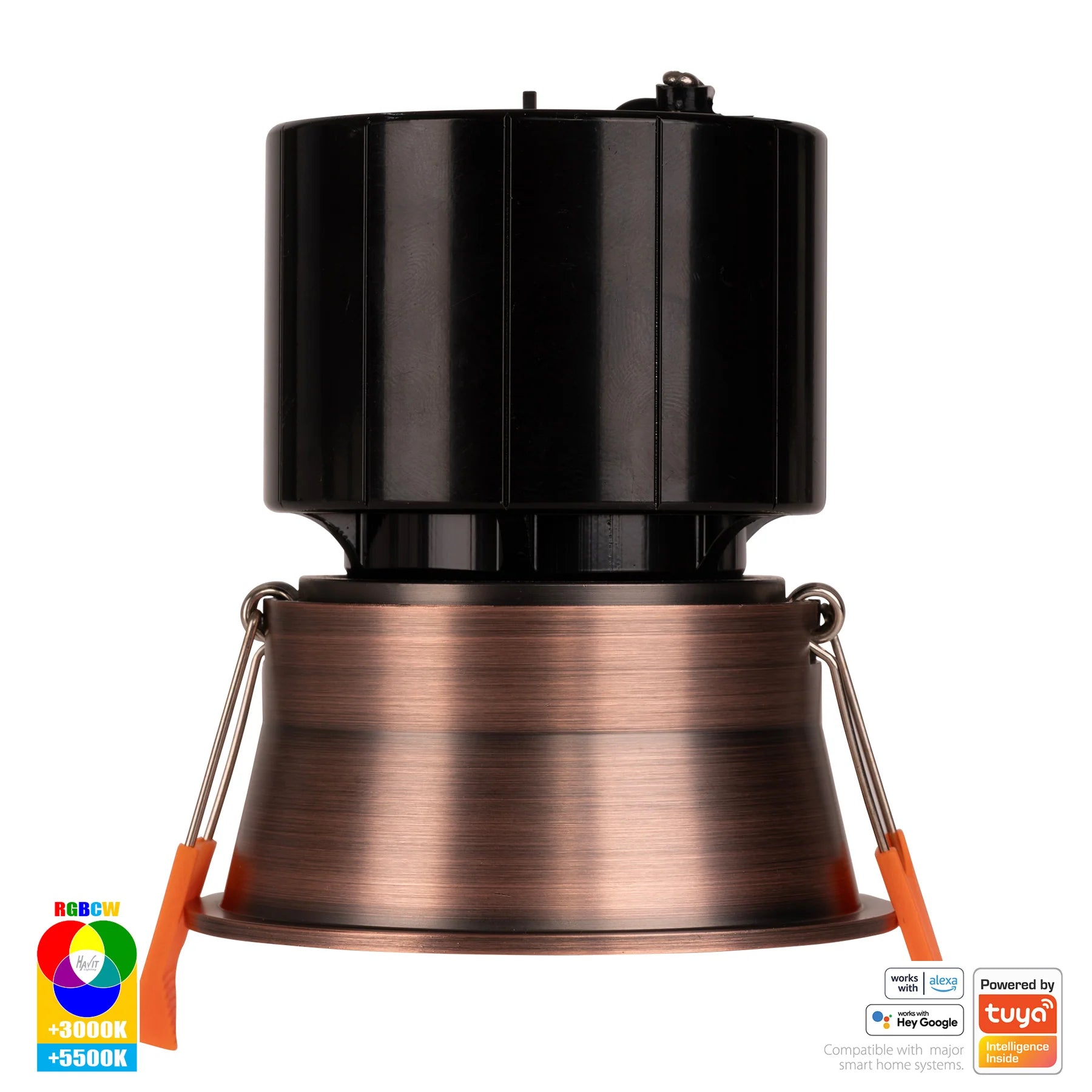 Havit Prime Fixed Deep WIFI LED Downlights RGBCW Antique Brass 12W 240V IP54 - HV5513RGBCW-AB