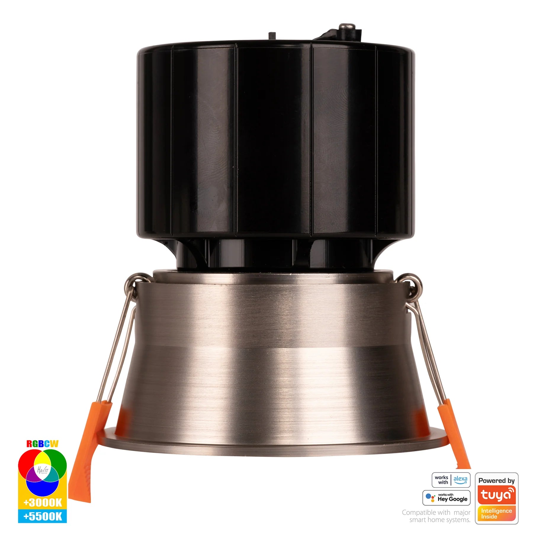 Havit Prime Fixed Deep WIFI LED Downlights RGBCW Nickel 12W 240V IP54- HV5513RGBCW-NK