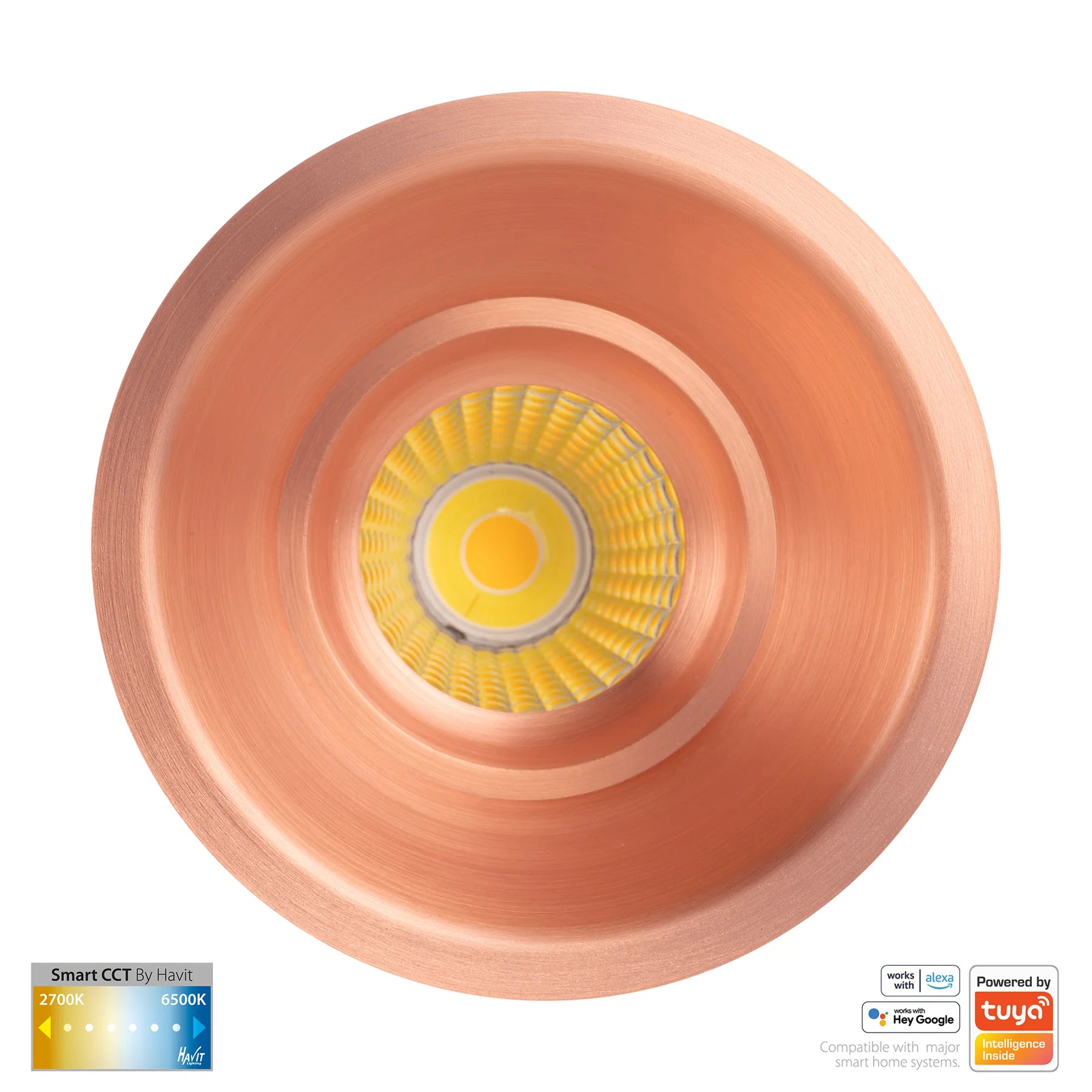 Havit Prime Fixed Deep CCT WIFI LED Downlights 2700K-6500K Copper 12W 240V IP54- HV5514CCT-CP