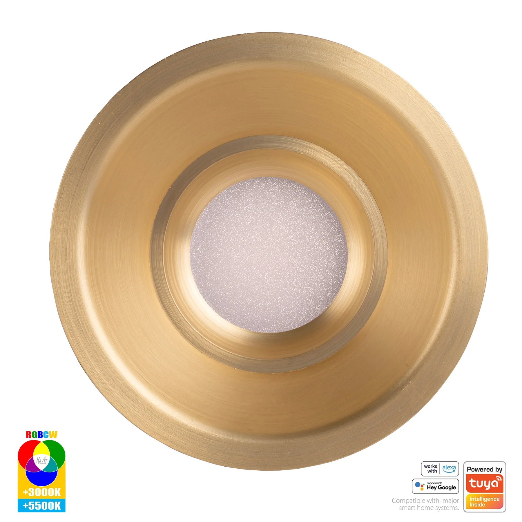 Havit Prime Fixed Deep WIFI LED Downlights RGBCW Brass 12W 240V IP54- HV5514RGBCW-BR 