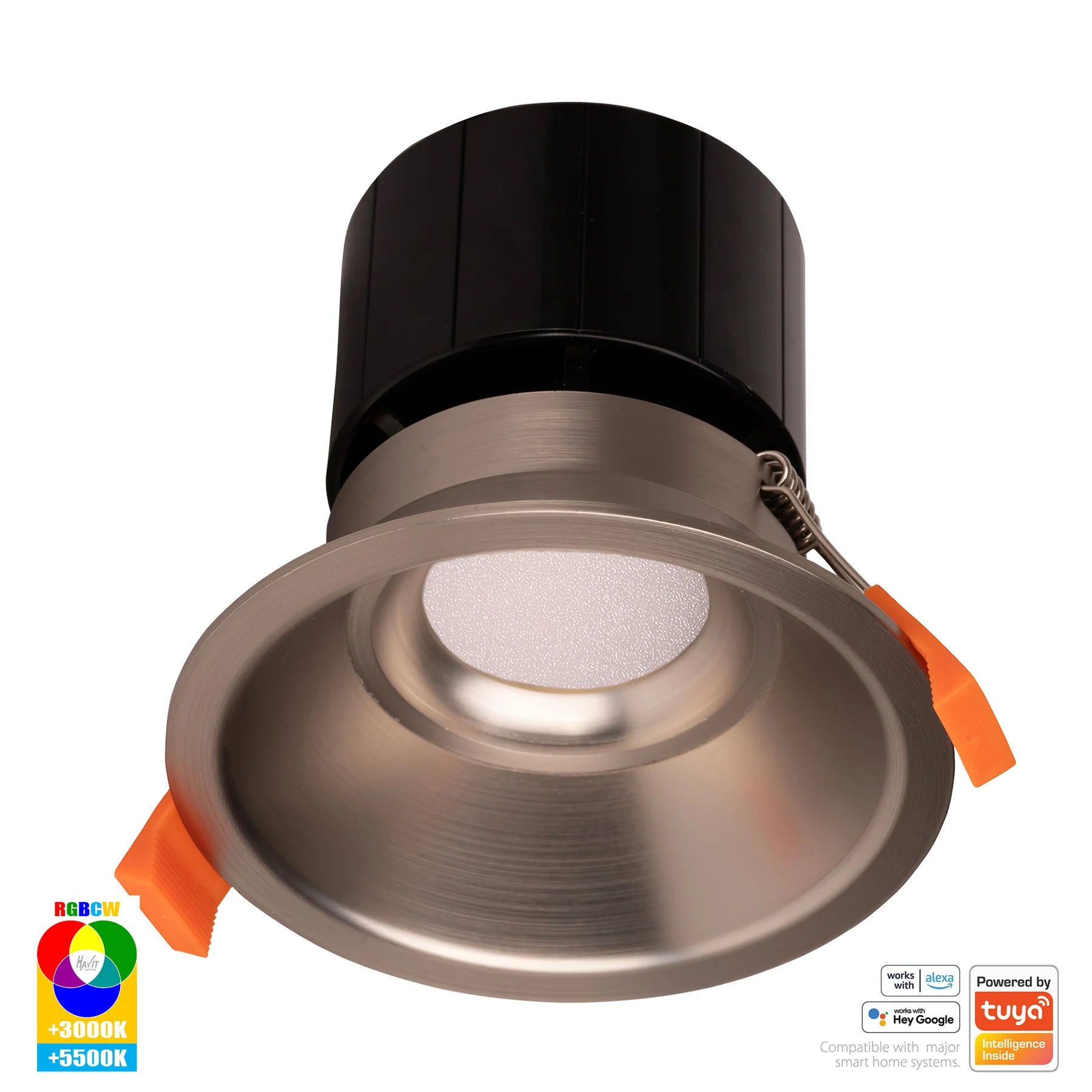 Havit Prime Fixed Deep WIFI LED Downlights RGBCW Nickel 12W 240V IP54- HV5514RGBCW-NK 