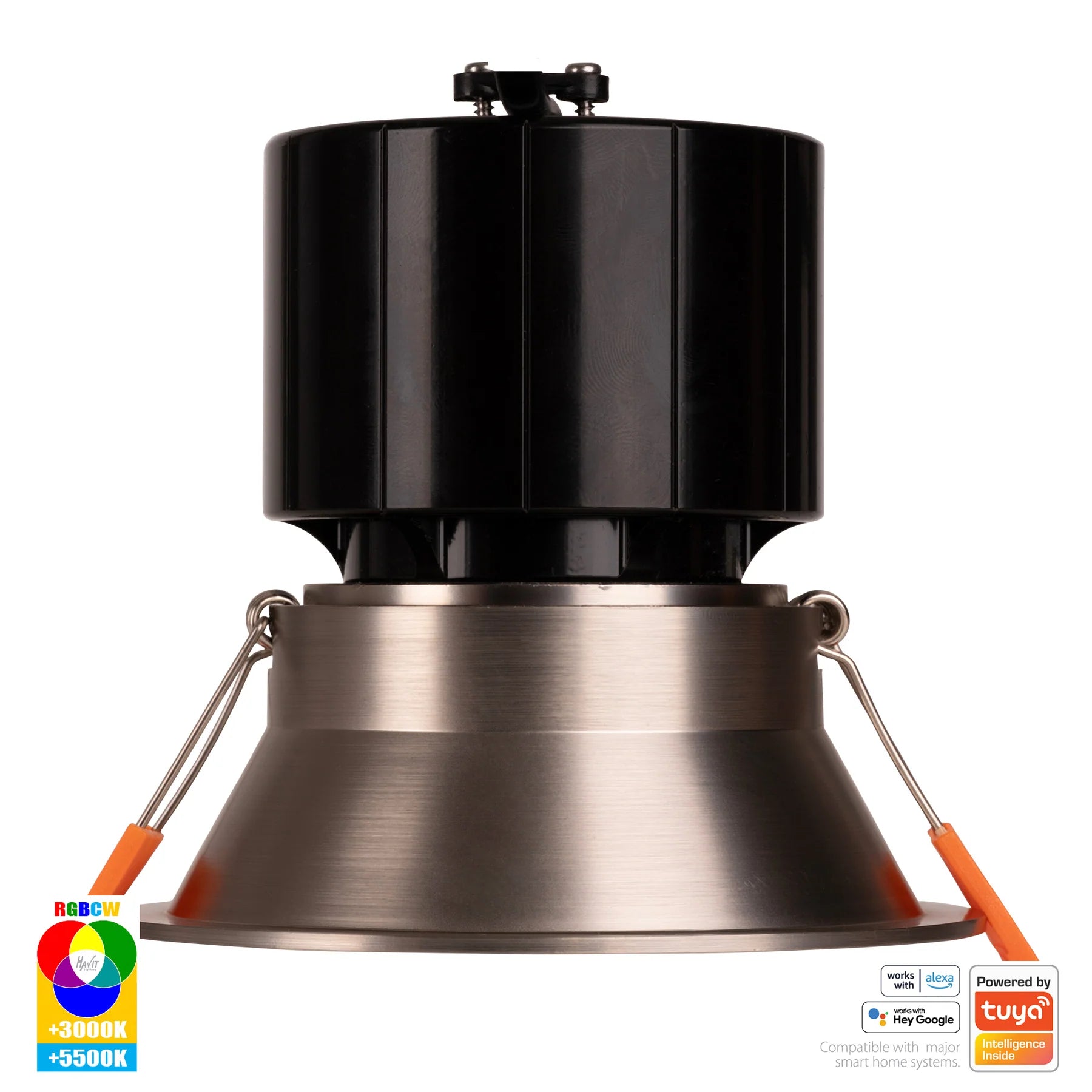Havit Prime Fixed Deep WIFI LED Downlights RGBCW Nickel 12W 240V IP54- HV5514RGBCW-NK 