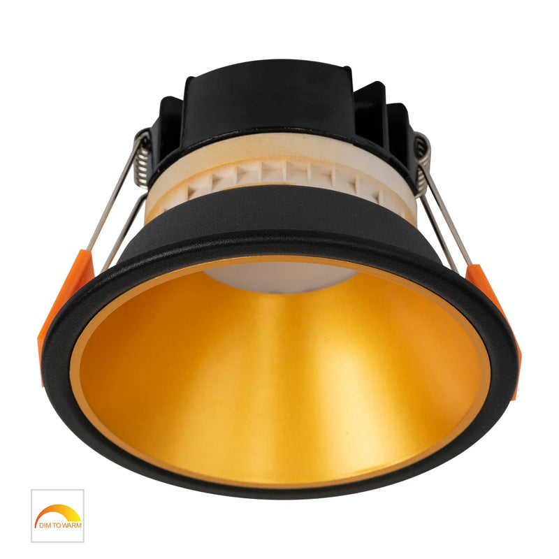 Havit Gleam Fixed LED Downlight 1800K-3000K Black with Gold Insert 9W 240V IP54 - HV5528D2W-BG- Havit Lighting