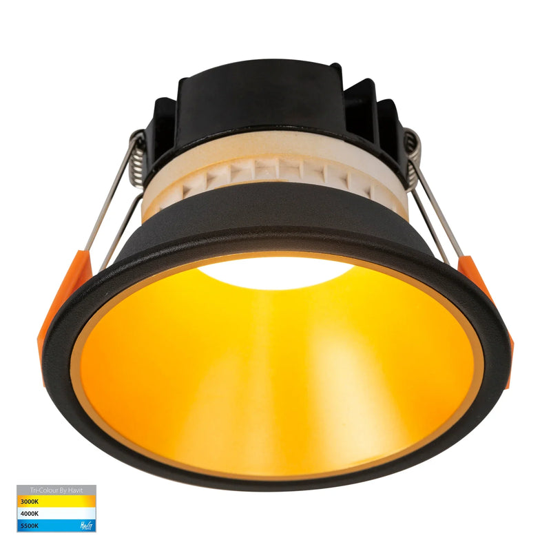 Havit Gleam Fixed LED Downlight Tri - Black with Gold Insert 9W 240V IP54 - HV5528T-BG - Havit Lighting