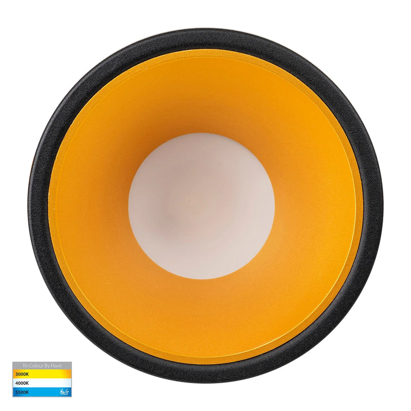 Havit Gleam Fixed LED Downlight Tri - Black with Gold Insert 9W 240V IP54 - HV5528T-BG - Havit Lighting