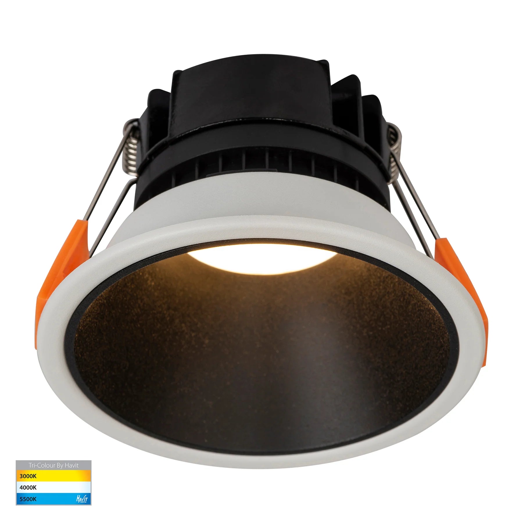 Havit Gleam Fixed Deep LED Downlight Tri - White with Black Insert 9W 240V IP54 - HV5528T-WB - Havit Lighting