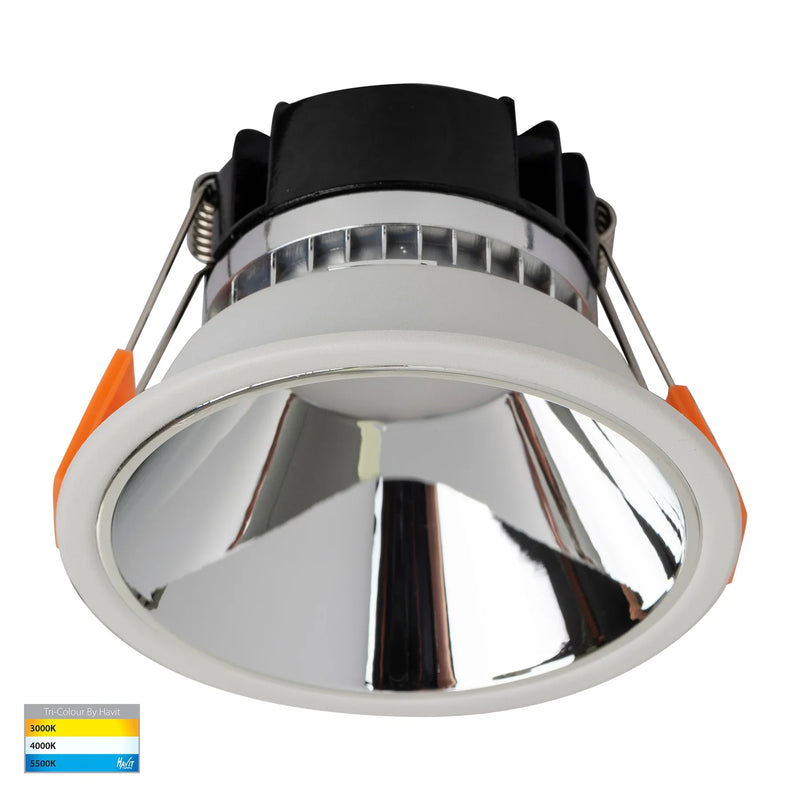 Havit Gleam Fixed LED Downlight Tri - White with Chrome Insert 9W 240V IP54 - HV5528T-WC - Havit Lighting