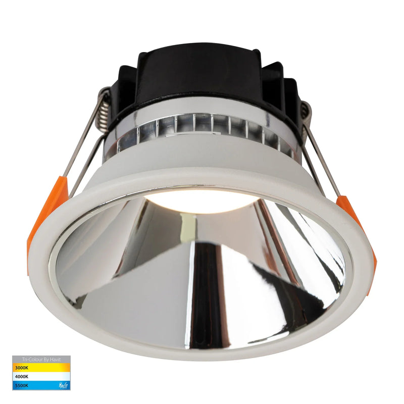 Havit Gleam Fixed LED Downlight Tri - White with Chrome Insert 9W 240V IP54 - HV5528T-WC - Havit Lighting