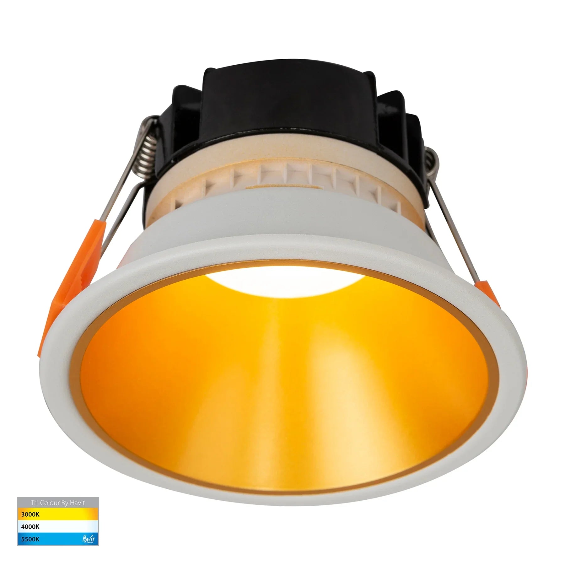 Havit Gleam Fixed LED Downlight Tri - White with Gold Insert 9W 240V IP54 - HV5528T-WG- Havit Lighting