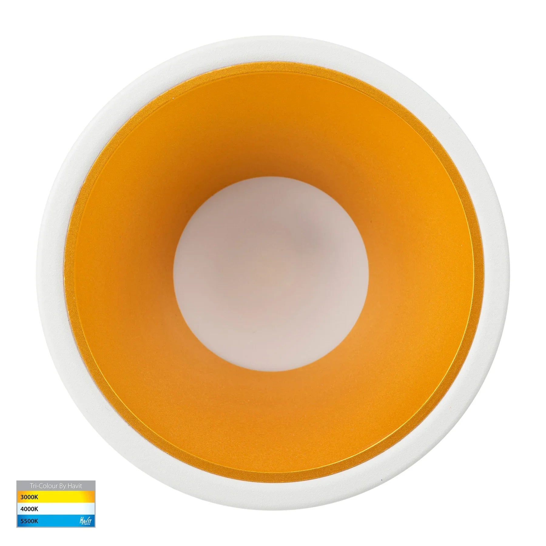 Havit Gleam Fixed LED Downlight Tri - White with Gold Insert 9W 240V IP54 - HV5528T-WG- Havit Lighting
