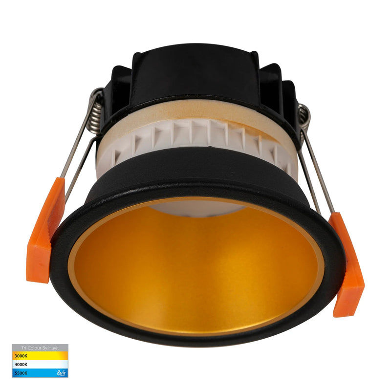 Havit Gleam Fixed Deep LED Downlight Tri - Black with Gold Insert 9W 240V IP54 - HV5529T-BG - Havit Lighting