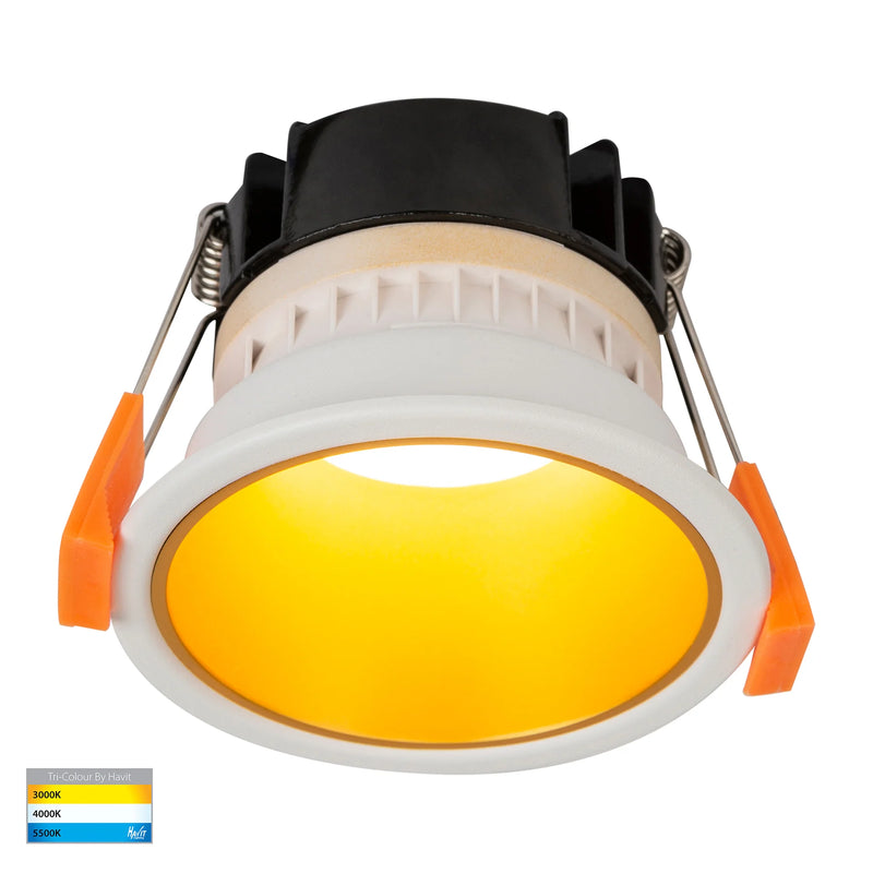 Havit Gleam Fixed Deep LED Downlight Tri - White with Gold Insert 9W 240V IP54 - HV5529T-WG - Havit Lighting