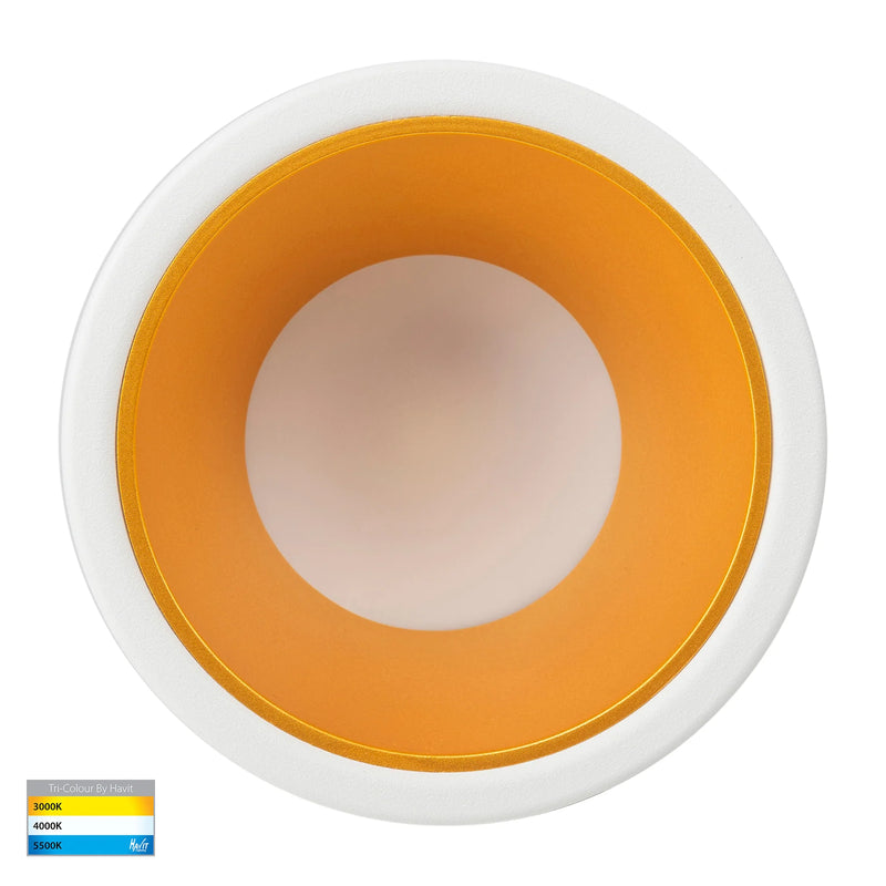 Havit Gleam Fixed Deep LED Downlight Tri - White with Gold Insert 9W 240V IP54 - HV5529T-WG - Havit Lighting