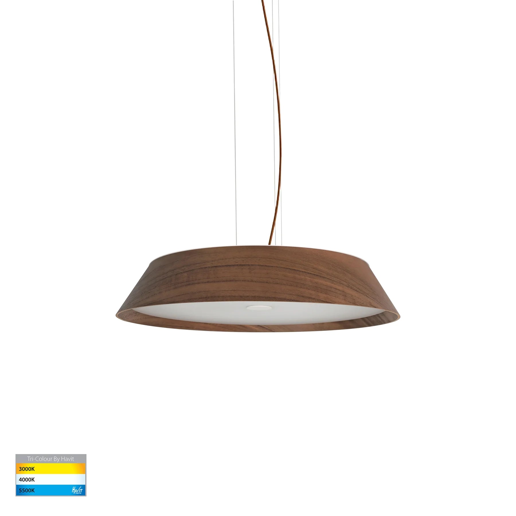 Havit Noyer 420mm LED Interior Pendants Tri- Walnut Timber 35W 240V IP20- HV5872T-PDT