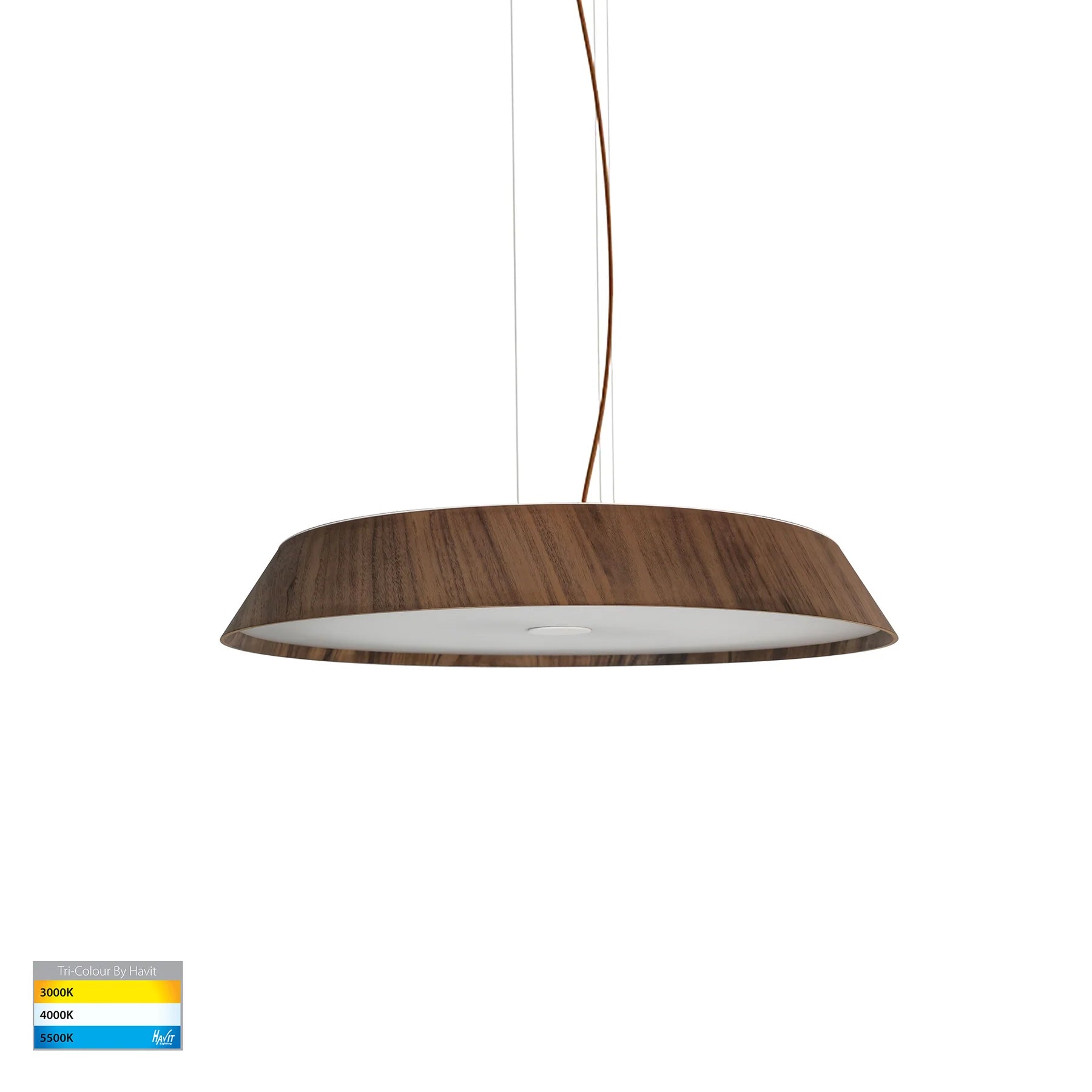Havit Noyer 610mm LED Interior Pendants Tri- Walnut Timber 50W 240V IP20- HV5874T-PDT