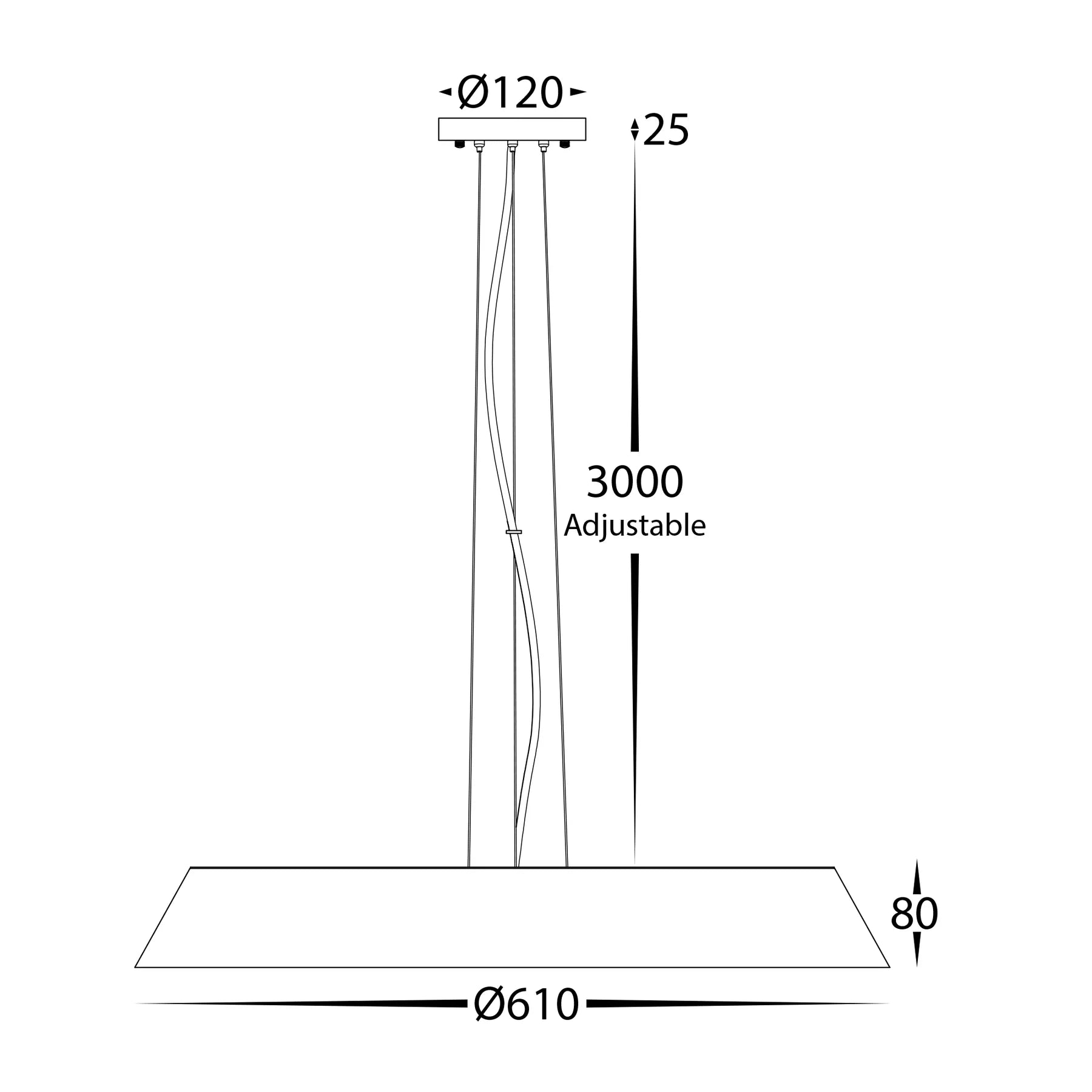 Havit Noyer 610mm LED Interior Pendants Tri- Walnut Timber 50W 240V IP20- HV5874T-PDT