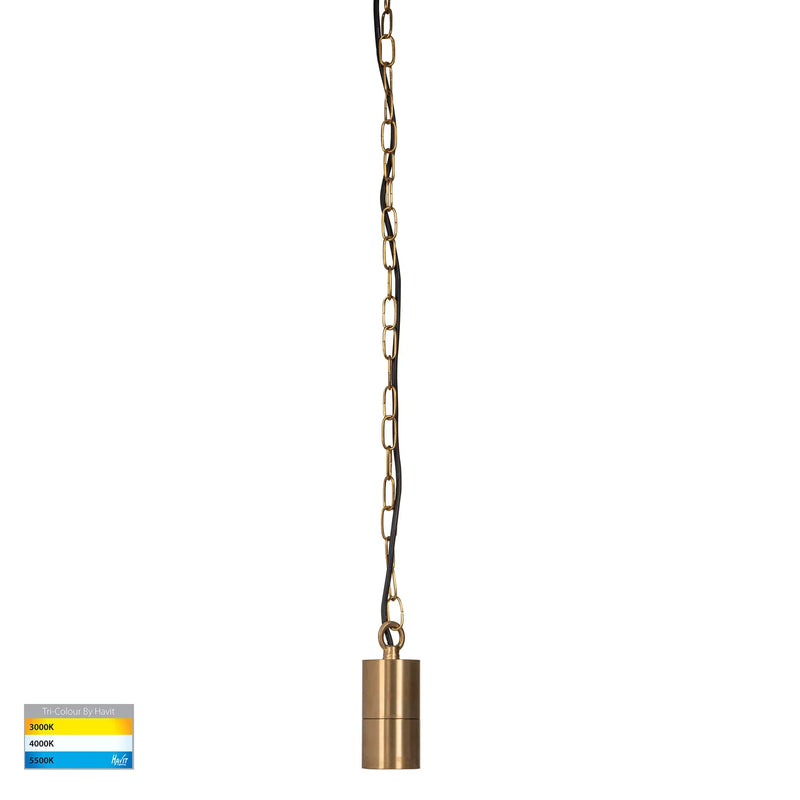 Havit Tivah LED Exterior Pendant Tri - Solid Brass 5W 240V / 12V IP65 - HV5902T-BR-240V | HV5902T-BR-12V  - Havit Lighting