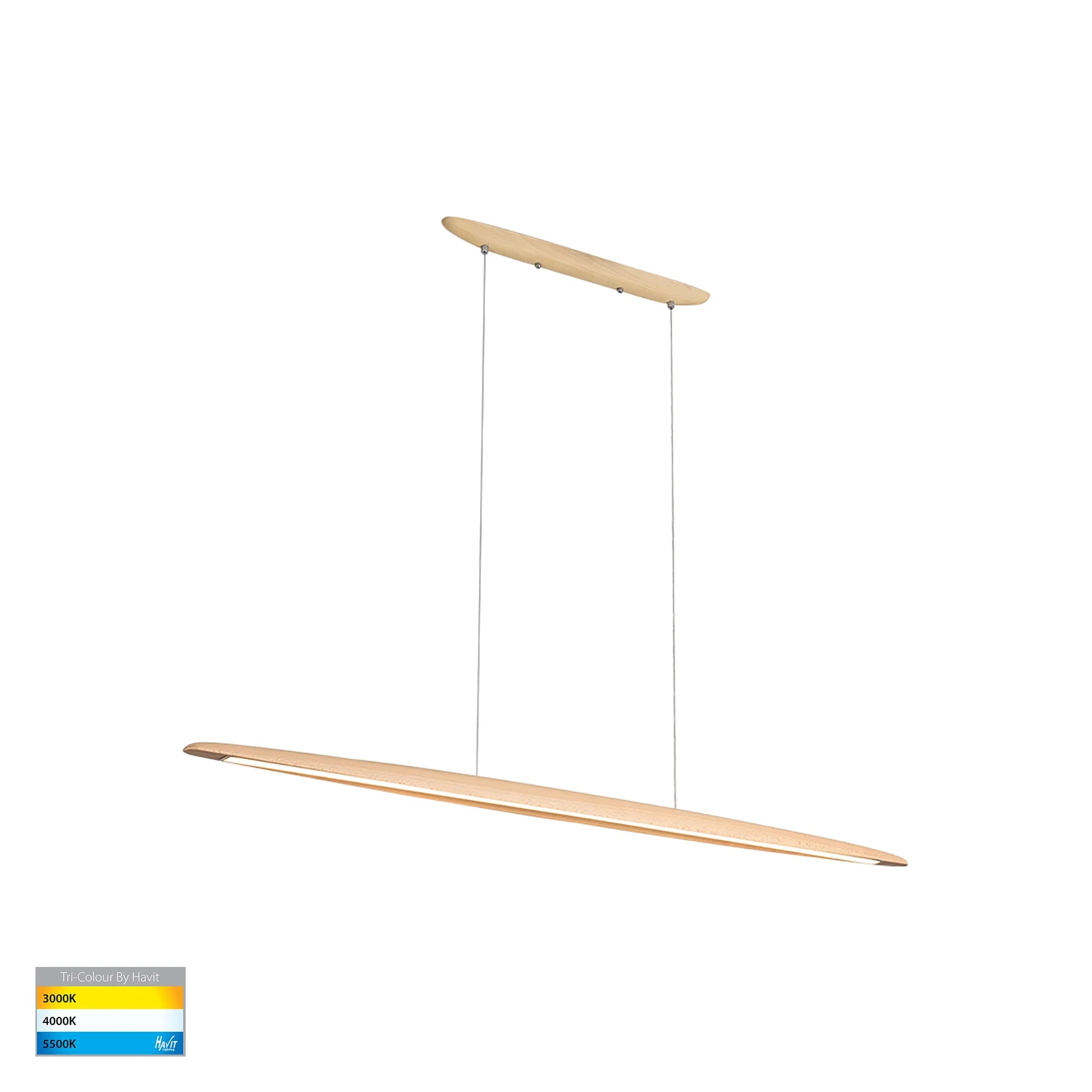 Havit Noce 1300mm Linear Pendants Tri- Beech Timber 20W 240V IP20- HV6010T-BEECH