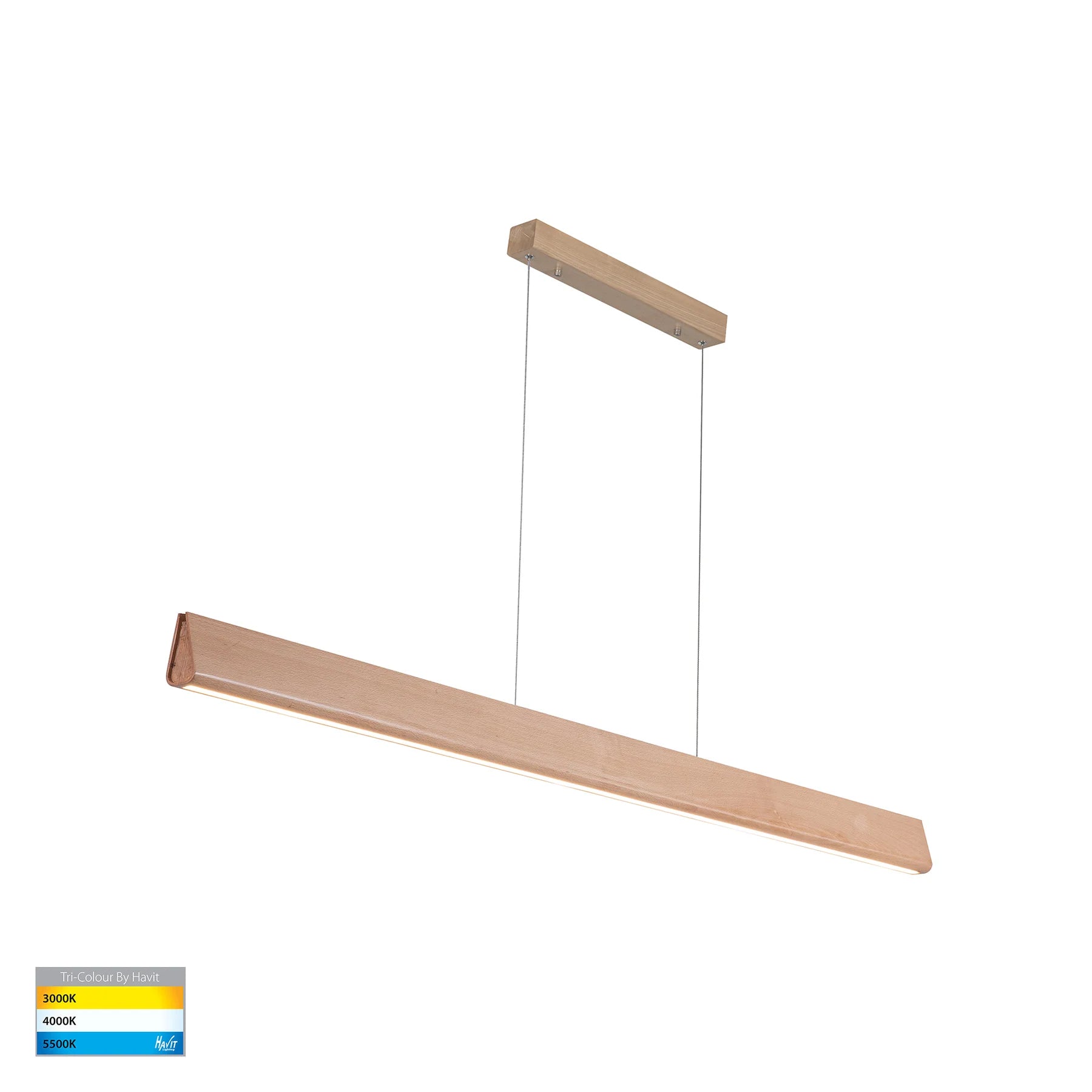 Havit Opex 1200mm Linear Pendants Tri- Beech Timber 20W 240V IP20- HV6013T-BEECH