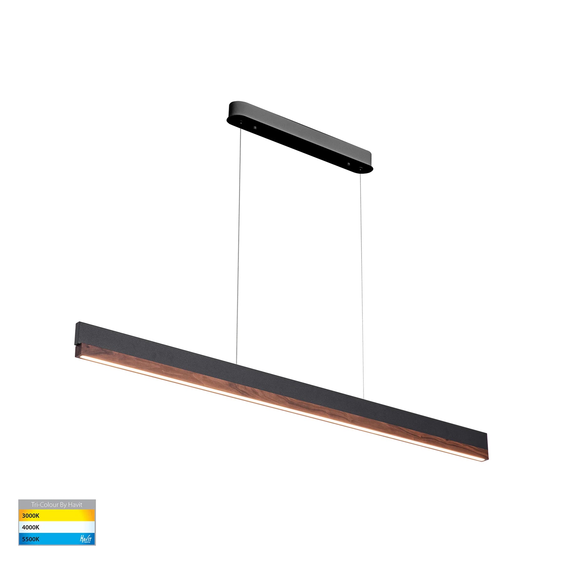 Havit Egurra 1200mm Linear Pendants Tri- Walnut Timber 20W 240V IP20- HV6015T-WALNUT