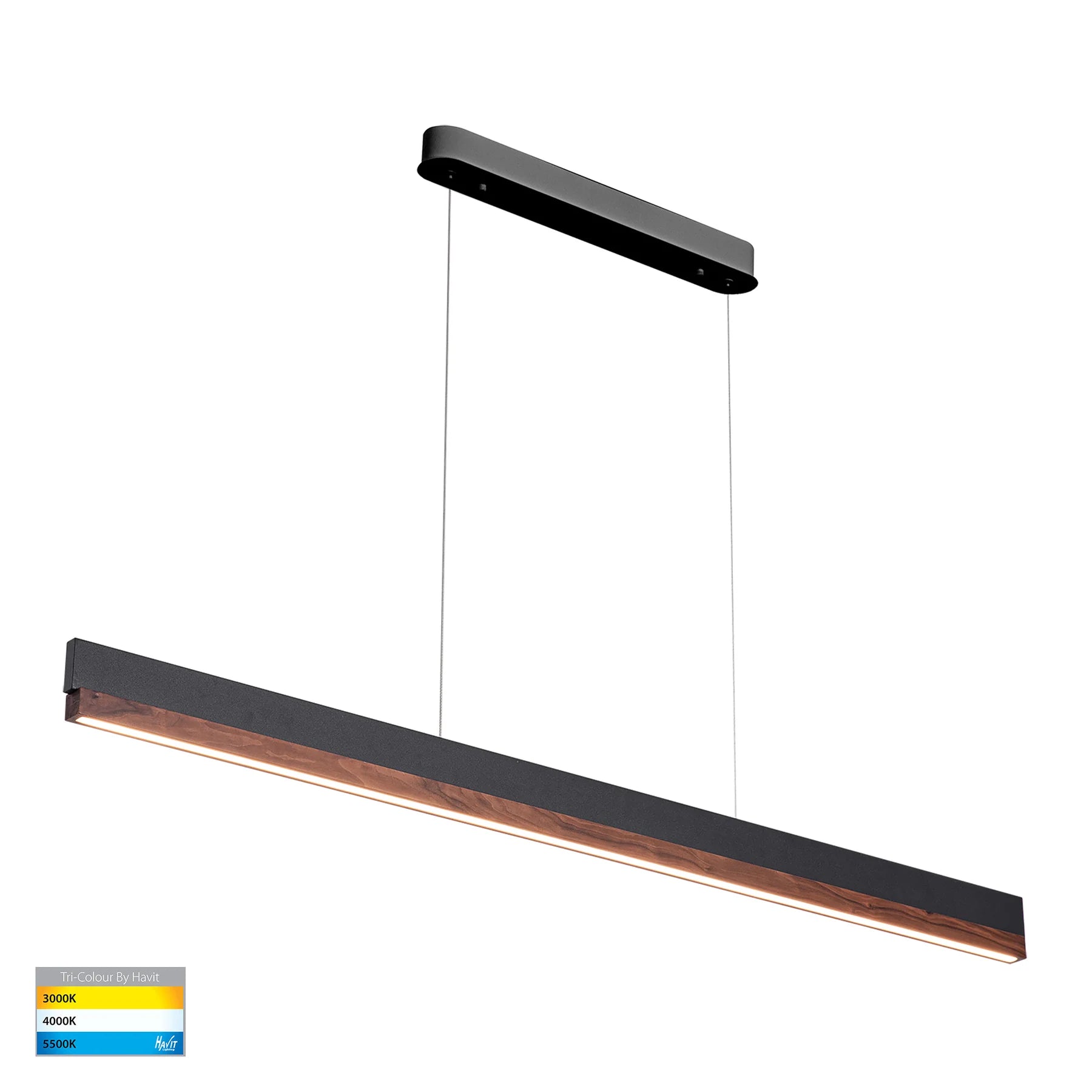 Havit Egurra 1800mm Linear Pendants Tri- Walnut Timber 28W 240V IP20- HV6017T-WALNUT