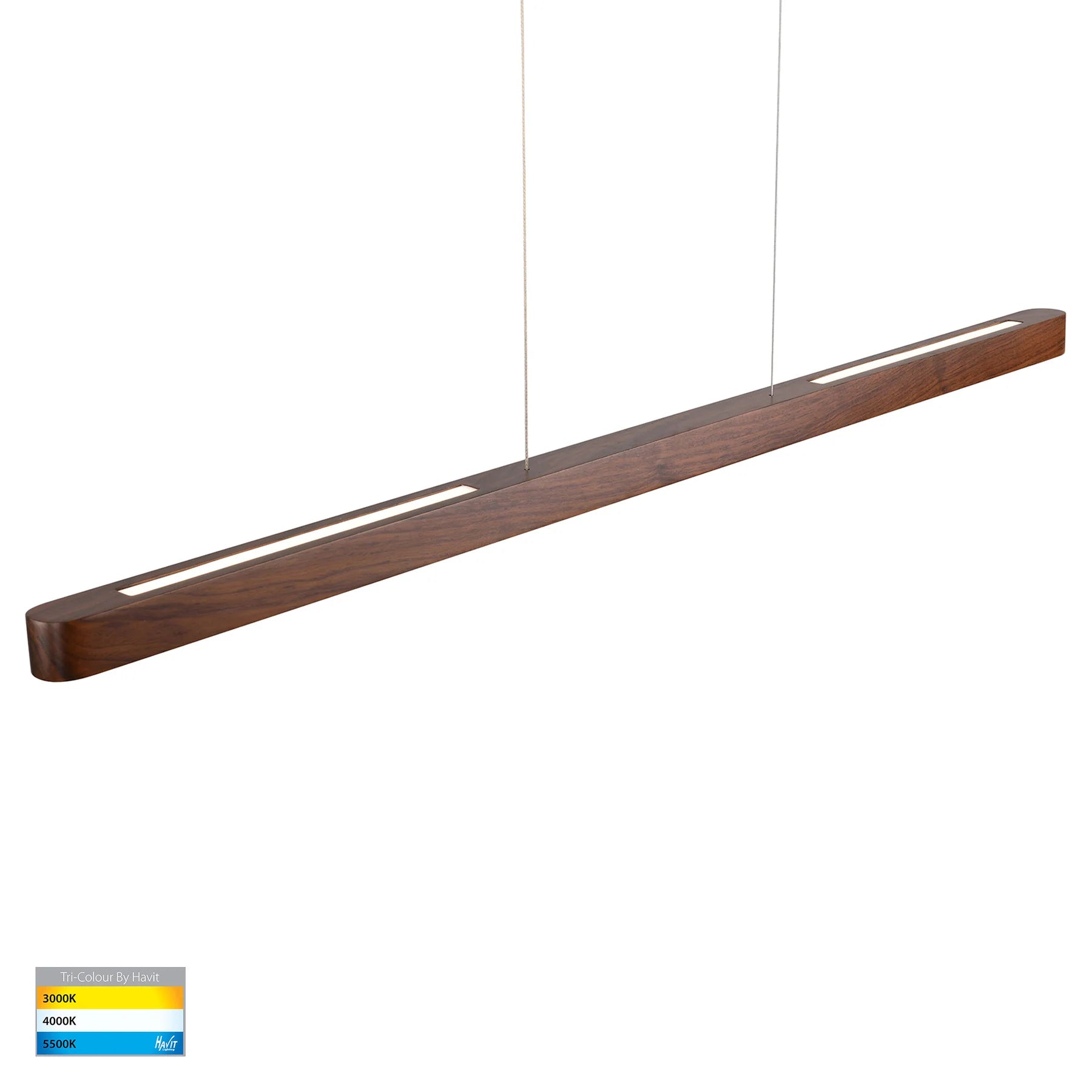 Havit Madeira 1200mm Up & Down Linear Pendants Tri- Walnut Timber 20W 240V IP20- HV6018T-WALNUT