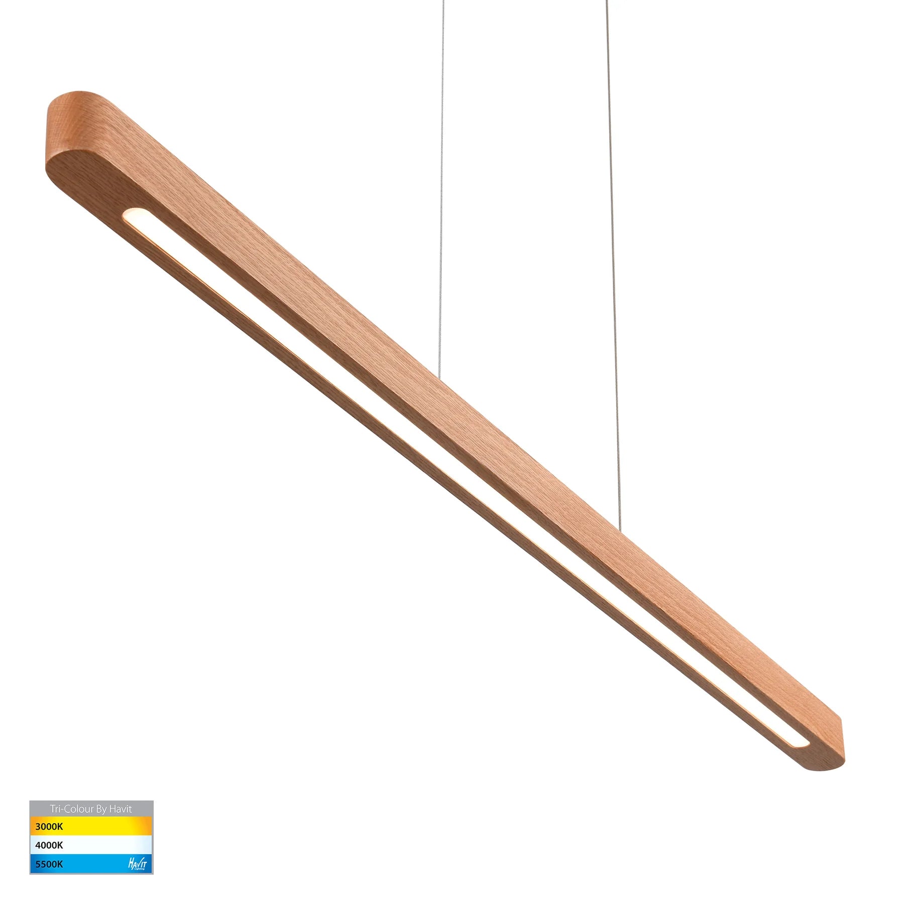 Havit Madeira 1800mm Up & Down Linear Pendants Tri- Oak Timber 28W 240V IP20- HV6020T-OAK