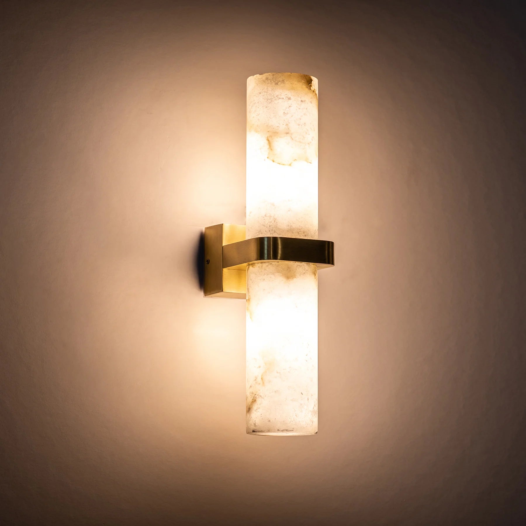 Havit Albast with Alabaster Glass Up & Down Exterior Wall Lights 3000K 4000K Brass 2x9W 240V IP65- HV8079T-BR