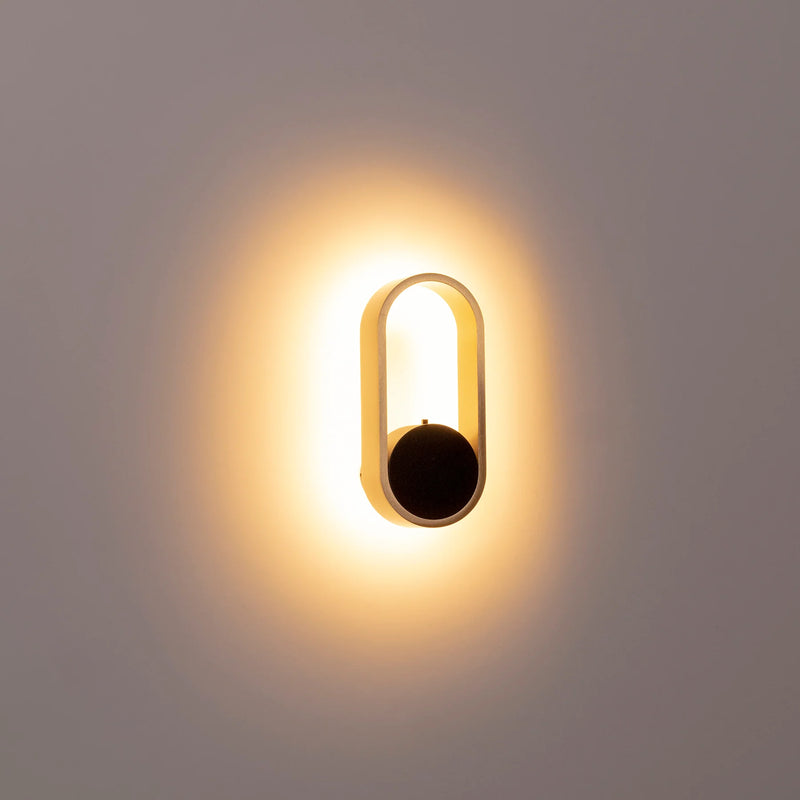 Havit Ovale Interior Wall Light Tri - Black + Brass 7W 240V IP20 - HV8080T-BLKBR - Havit Lighting