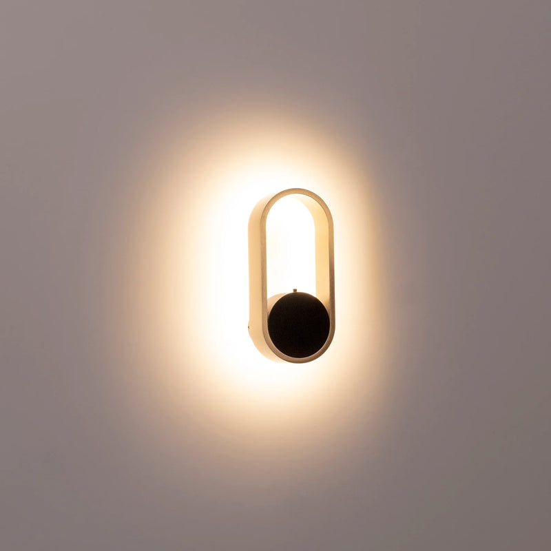 Havit Ovale Interior Wall Light Tri - Black + Brass 7W 240V IP20 - HV8080T-BLKBR - Havit Lighting