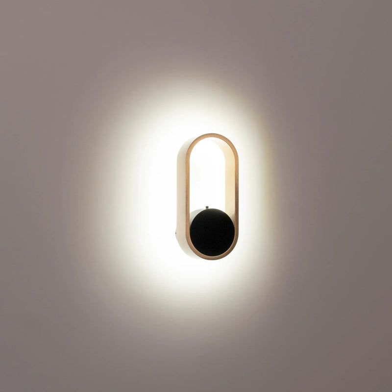 Havit Ovale Interior Wall Light Tri - Black + Brass 7W 240V IP20 - HV8080T-BLKBR - Havit Lighting