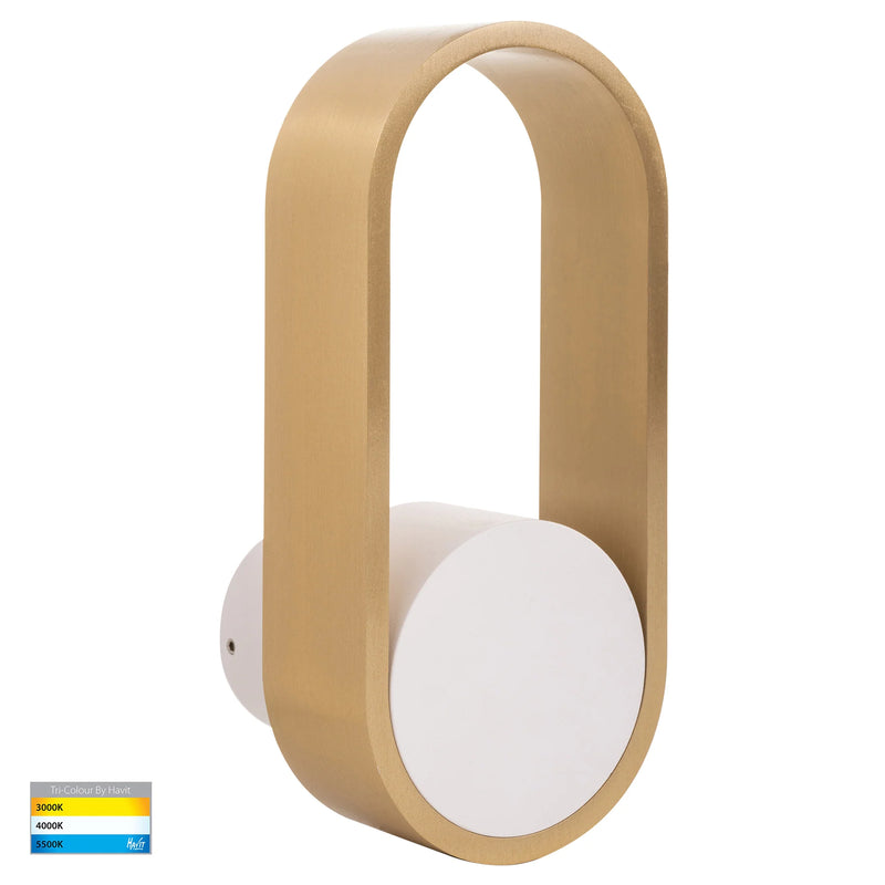 Havit Ovale Interior Wall Light Tri - White + Brass 7W 240V IP20 - HV8080T-WHTBR- Havit Lighting