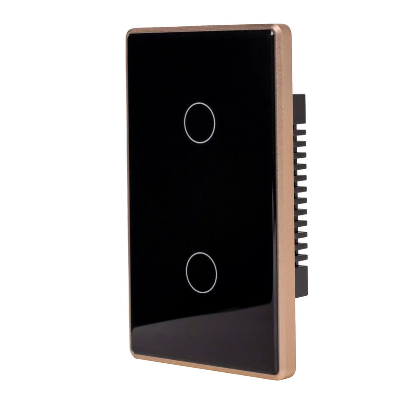 Havit Wifi 2 Gang with Gold Trim Wall Switch Clipsal Black 2x300W 240V IP20 - HV9220-2 - Havit Lighting