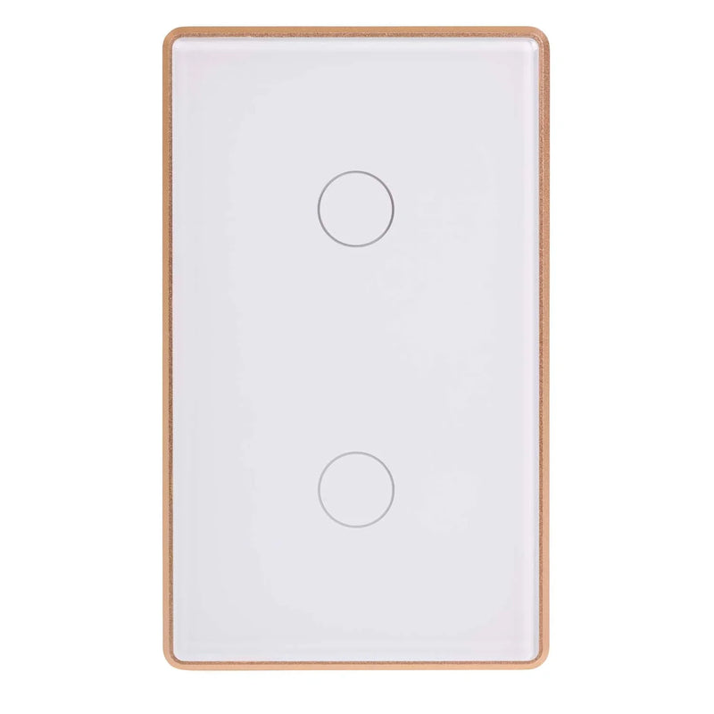 Havit Wifi 2 Gang with Gold Trim Wall Switch Clipsal White 2x300W 240V IP20 - HV9120-2- Havit Lighting