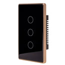 Havit Wifi 3 Gang with Gold Trim Wall Switch Clipsal Black 3x300W 240V IP20 - HV9220-3 - Havit Lighting