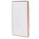HV9120-3 - Wifi 3 Gang White with Gold Trim Wall Switch- Havit Lighting
