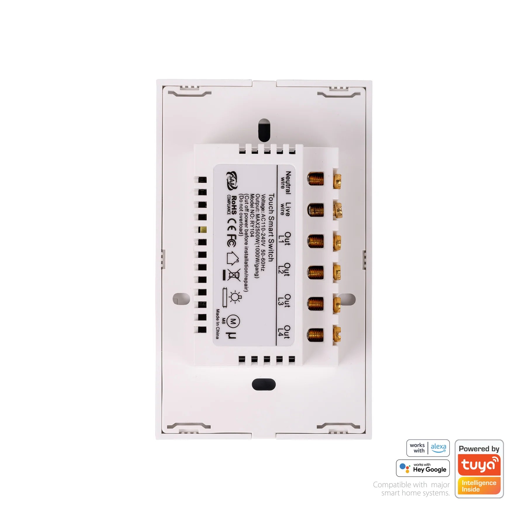 Havit Wifi Four Gang Wall Switch White 4x150W 240V IP20 - HV9110-4