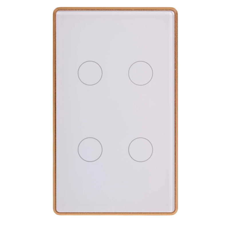 Havit Wifi 4 Gang with Gold Trim Wall Switch Clipsal White 4x300W 240V IP20 - HV9120-4- Havit Lighting