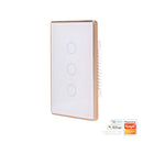 Havit Wifi 3 Gang with Gold Trim Wall Switch Clipsal White 3x300W 240V IP20 - HV9120-3