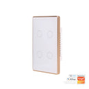Havit Wifi 4 Gang with Gold Trim Wall Switch Clipsal White 4x300W 240V IP20 - HV9120-4