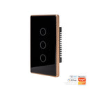 Havit Wifi 3 Gang with Gold Trim Wall Switch Clipsal Black 3x300W 240V IP20 - HV9220-3