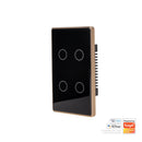Havit Wifi 4 Gang with Gold Trim Wall Switch Clipsal Black 4x300W 240V IP20 - HV9220-4