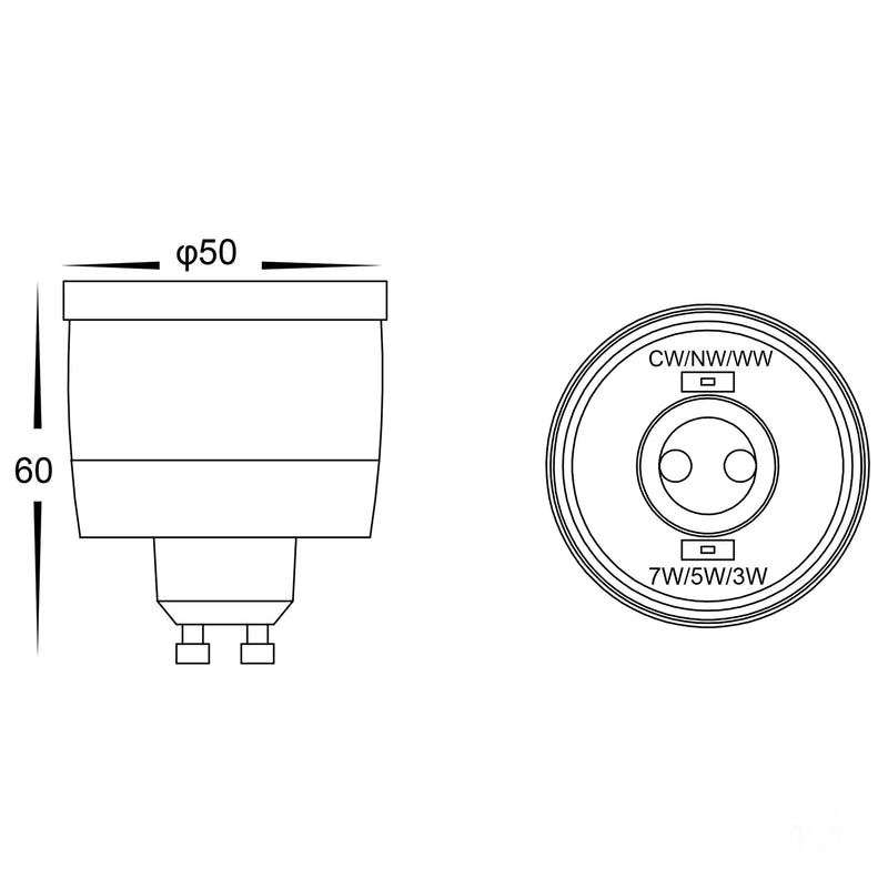 Havit 9in1 GU10 Dimmable Lamps and Globes Tri - 3W/5W/7W 240V IP20 - HV9506D - Havit Lighting