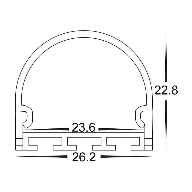 Havit Shallow Square Aluminium Profile with Rounded Diffuser LED Channel - HV9690-2618-EC- Havit Lighting